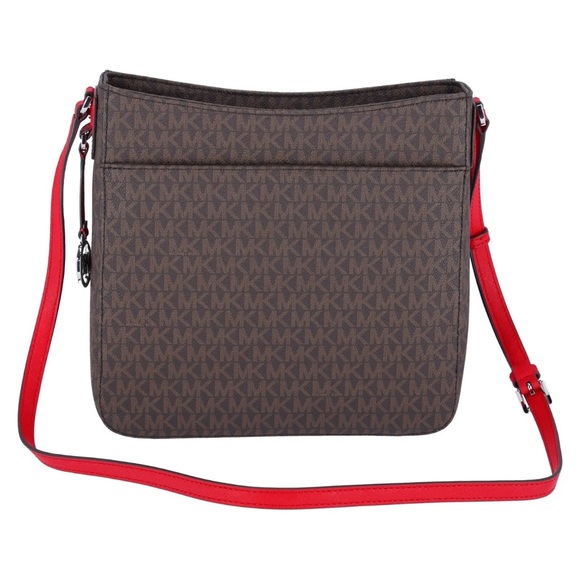 FLASH SALE- Michael Kors Jet Set Charm Crossbody Brown Bright Red- NWOT - Picture 8 of 11